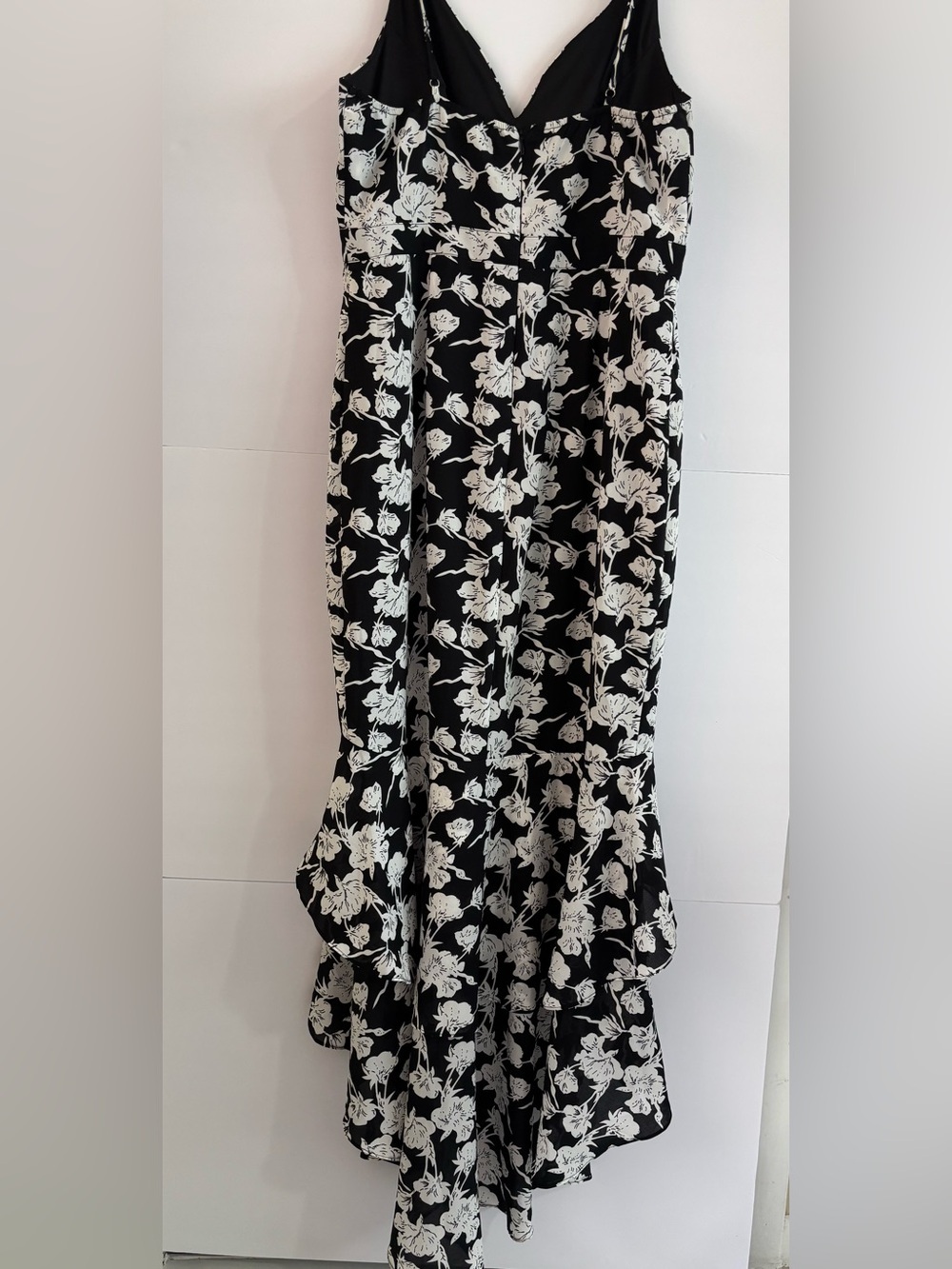 Lulus Darling Daylily Floral High Low Maxi Dress Black White Size L - Picture 5 of 12